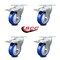 Service Caster 4 Inch Blue Polyurethane Swivel Top Plate Caster Set with Total Lock Brake SCC SCC-TTL20S414-PPUB-BLUE-4 - alternate 3